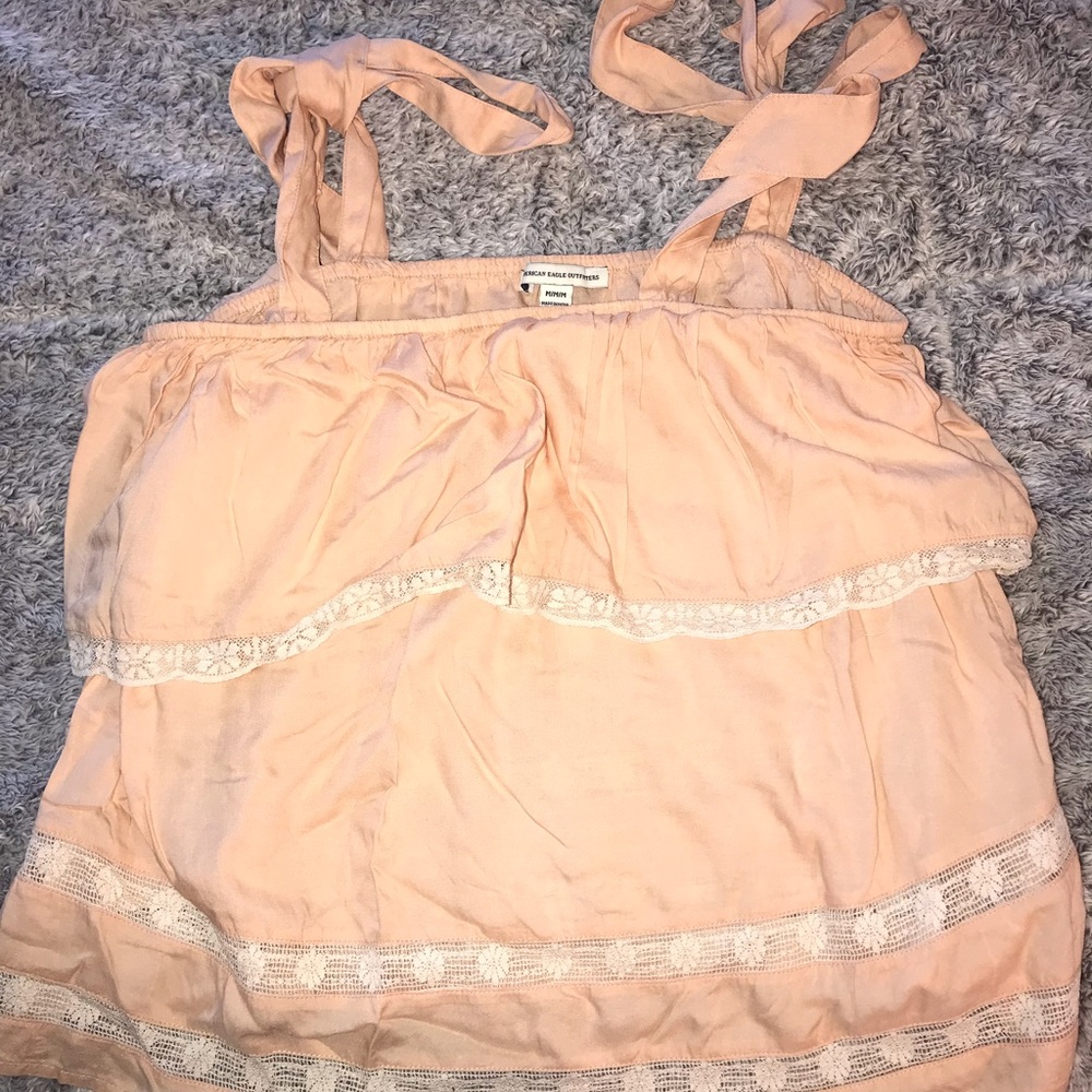 off the shoulder/tie strap shirt